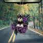 Schnauzer In Purple Rose Car Hanging Ornament