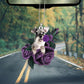 Schnauzer In Purple Rose Car Hanging Ornament