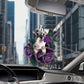 Schnauzer In Purple Rose Car Hanging Ornament