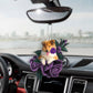 Rough Collie In Purple Rose Car Hanging Ornament