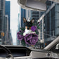 Rat Terrier In Purple Rose Car Hanging Ornament