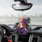 Pit Bull In Purple Rose Car Hanging Ornament