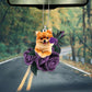 Pomeranian In Purple Rose Car Hanging Ornament