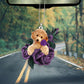 Poodle In Purple Rose Car Hanging Ornament