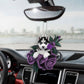 Husky In Purple Rose Car Hanging Ornament