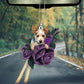 Heeler In Purple Rose Car Hanging Ornament