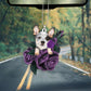 Heeler In Purple Rose Car Hanging Ornament
