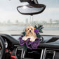 Havanese In Purple Rose Car Hanging Ornament