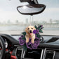Golden Retriever In Purple Rose Car Hanging Ornament