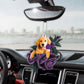 Golden Retriever In Purple Rose Car Hanging Ornament