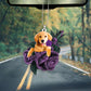 Golden Retriever In Purple Rose Car Hanging Ornament