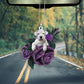 Dogo Argentino In Purple Rose Car Hanging Ornament