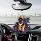 German Shepherd In Purple Rose Car Hanging Ornament