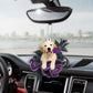 Golden Retriever In Purple Rose Car Hanging Ornament