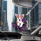 Corgi In Purple Rose Car Hanging Ornament