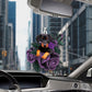 Doberman In Purple Rose Car Hanging Ornament