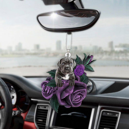 Cane Corso In Purple Rose Car Hanging Ornament