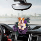 Bulldog In Purple Rose Car Hanging Ornament