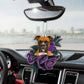 Boxer In Purple Rose Car Hanging Ornament