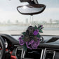 Black Cocker Spaniel In Purple Rose Car Hanging Ornament