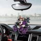 Alaskan Malamute In Purple Rose Car Hanging Ornament