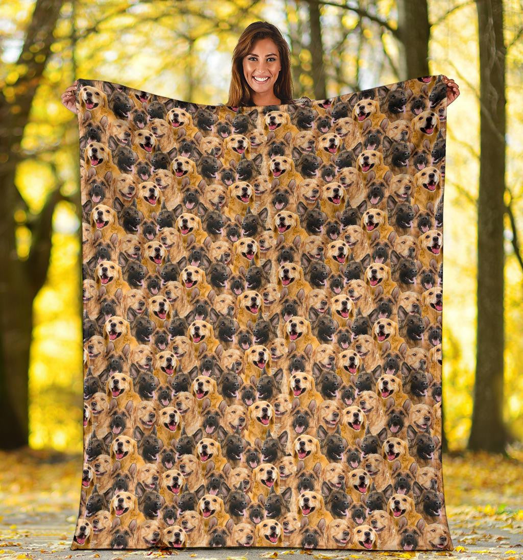 German Shepard - Golden Retriever Full Face Blanket