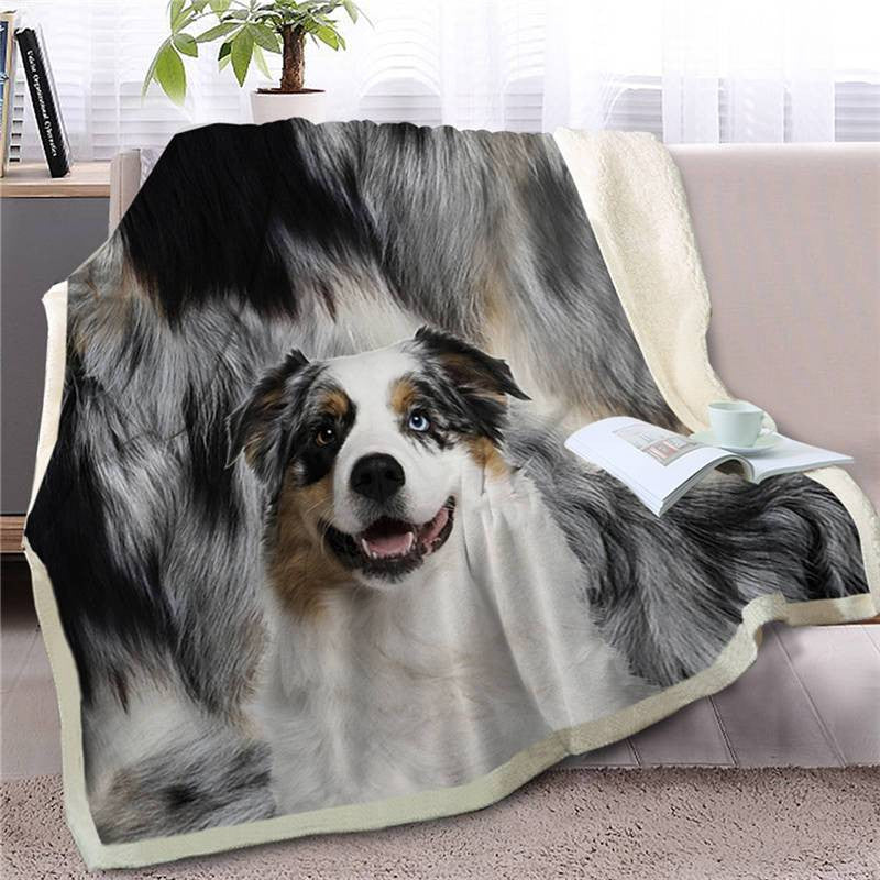 Australian Shepherd Face Blanket