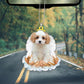 Cavachon White & Gold In The Hands Of God Car Hanging Ornament
