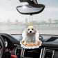 Cavachon White In The Hands Of God Car Hanging Ornament