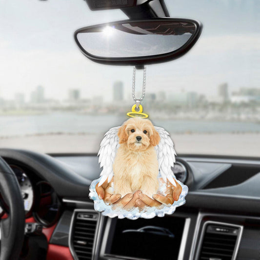 Cavachon Golden In The Hands Of God Car Hanging Ornament