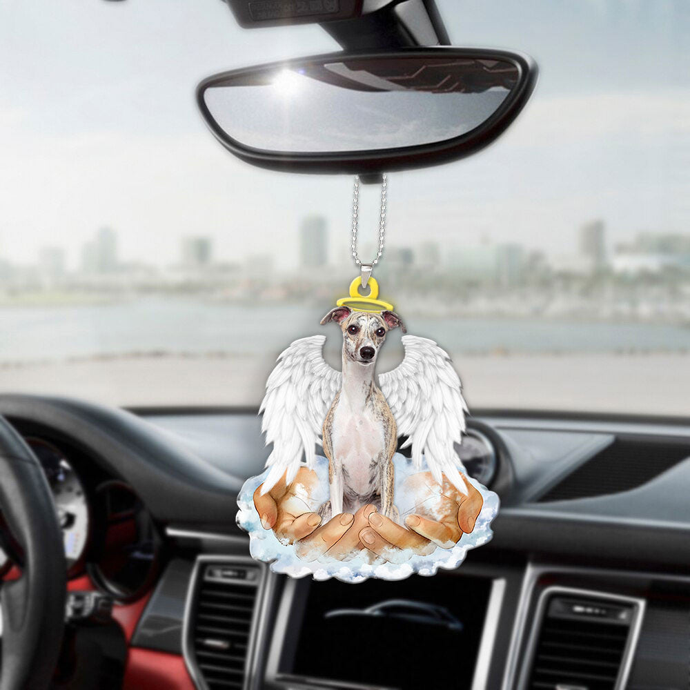 Whippet In The Hands Of God Car Hanging Ornament