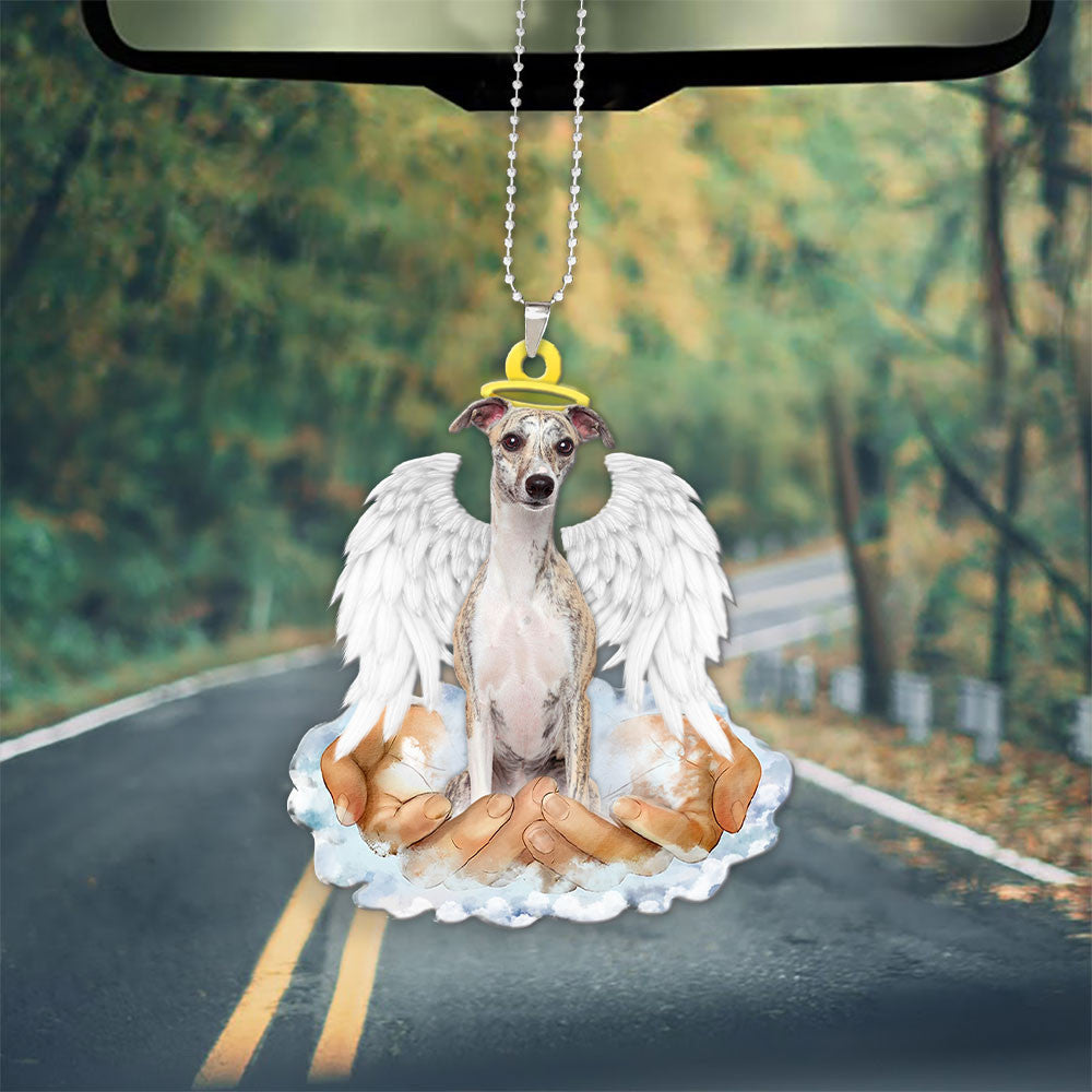 Whippet In The Hands Of God Car Hanging Ornament