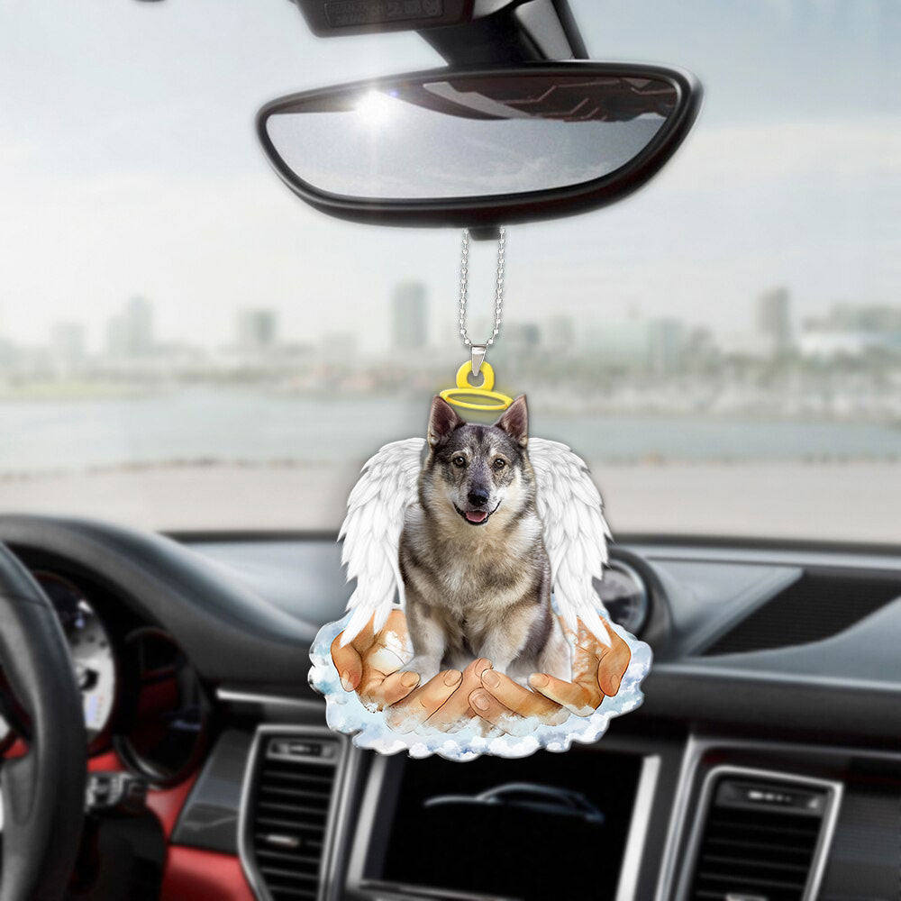 Swedish Vallhund In The Hands Of God Car Hanging Ornament