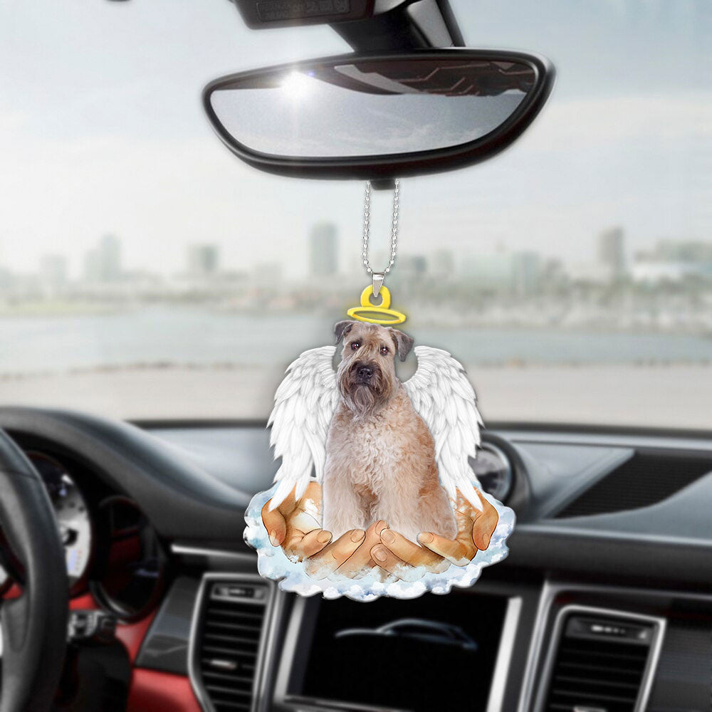 Soft-coated Wheaten Terrier In The Hands Of God Car Hanging Ornament