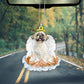 Shih Tzu Silver & White In The Hands Of God Car Hanging Ornament