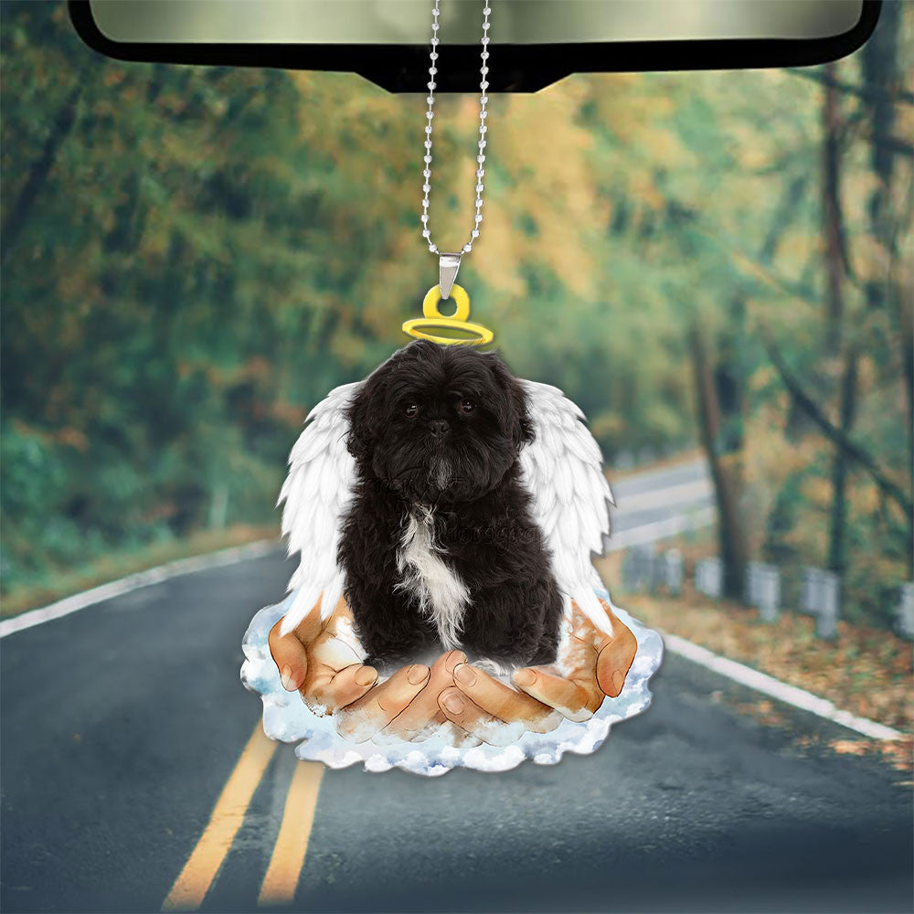 Shih Tzu Color Black In The Hands Of God Car Hanging Ornament