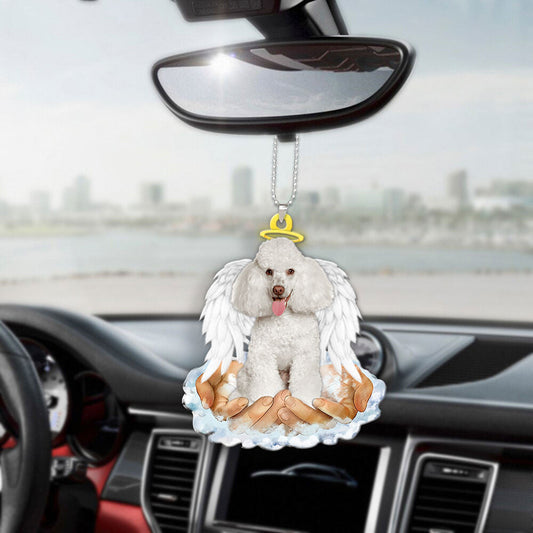 Poodle White In The Hands Of God Car Hanging Ornament