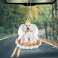 Poodle White In The Hands Of God Car Hanging Ornament