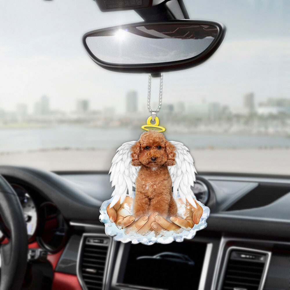 Poodle Brown In The Hands Of God Car Hanging Ornament