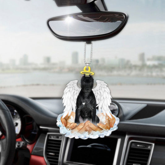 Pitbull Color Black In The Hands Of God Car Hanging Ornament