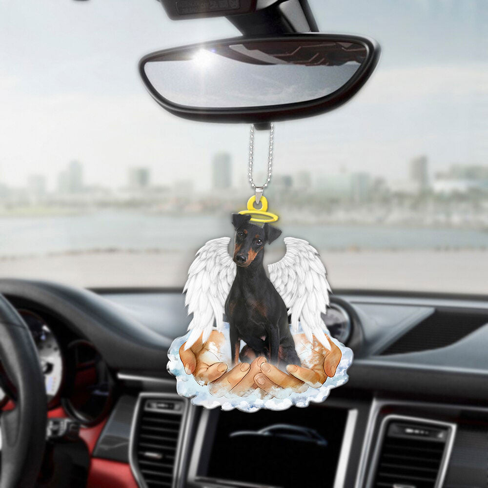 Manchester Terrier In The Hands Of God Car Hanging Ornament