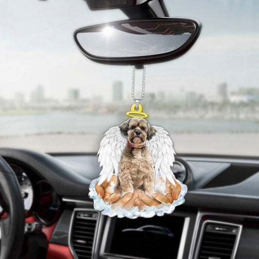 Lhasa Apso In The Hands Of God Car Hanging Ornament