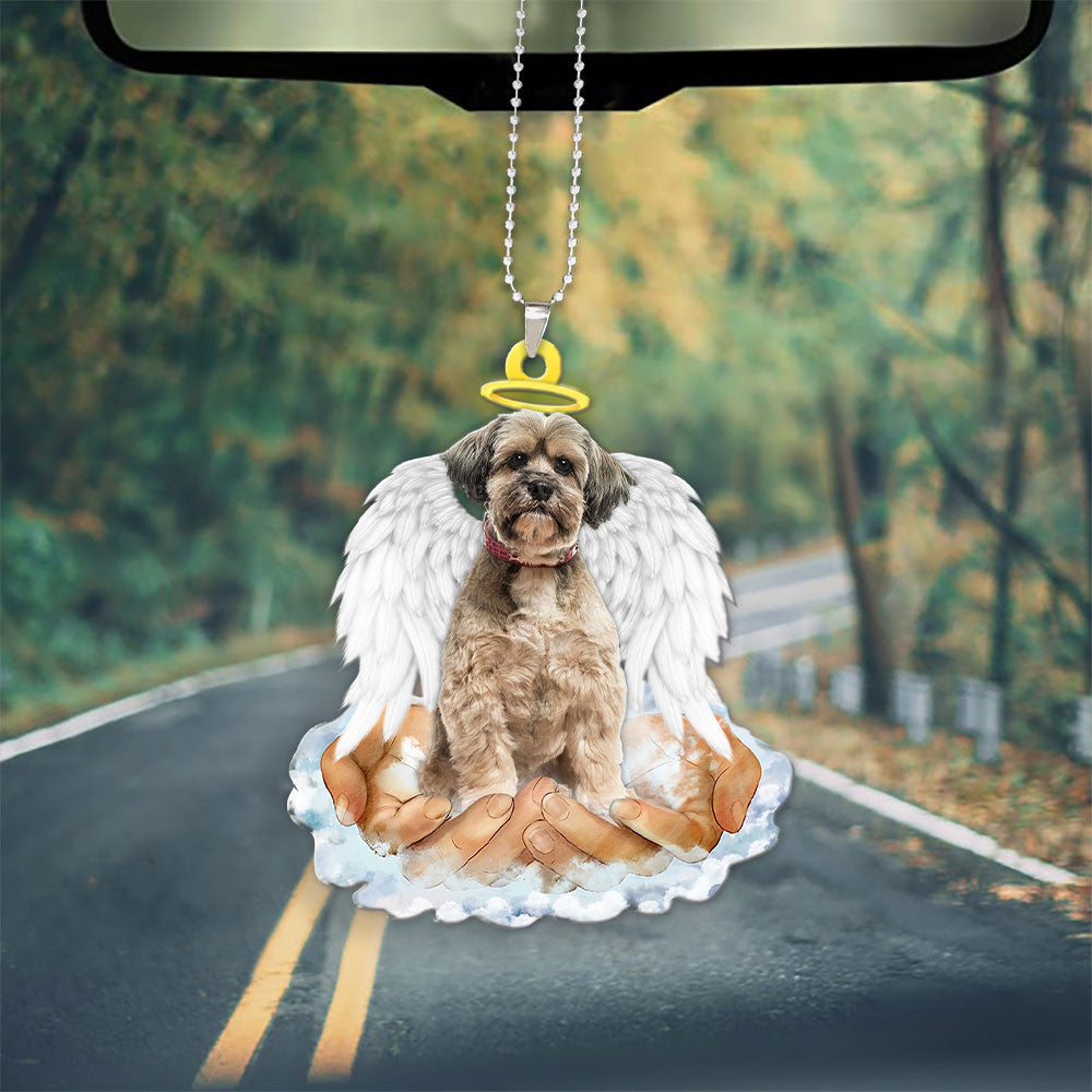 Lhasa Apso In The Hands Of God Car Hanging Ornament