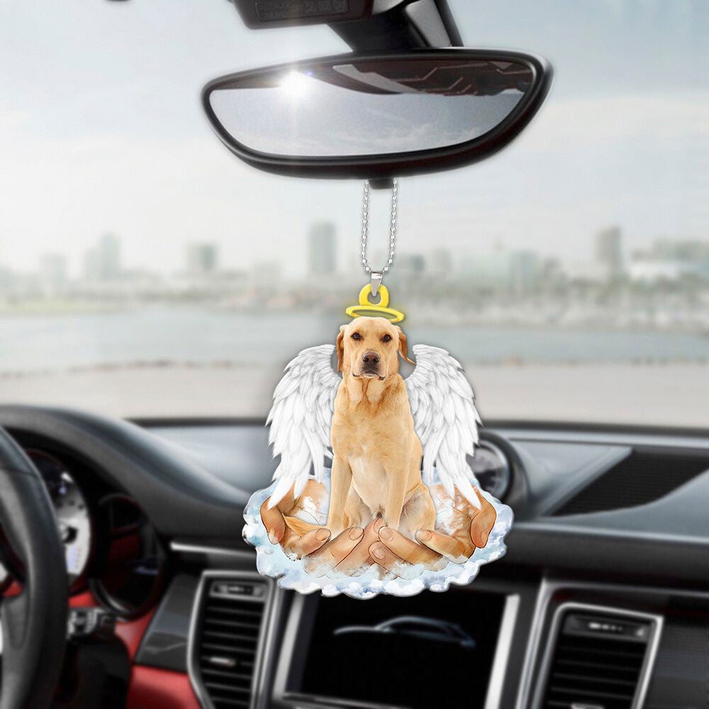 Labrador Retriever Yellow In The Hands Of God Car Hanging Ornament