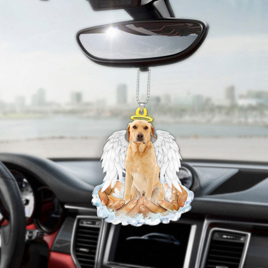 Labrador Retriever Yellow In The Hands Of God Car Hanging Ornament