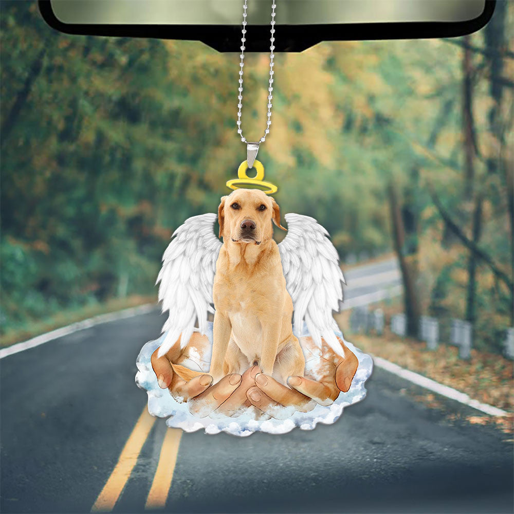 Labrador Retriever Yellow In The Hands Of God Car Hanging Ornament