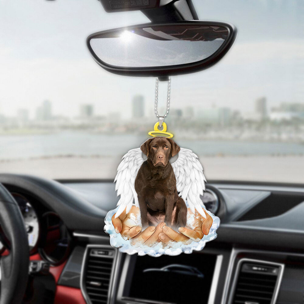 Labrador Retriever Chocolate In The Hands Of God Car Hanging Ornament