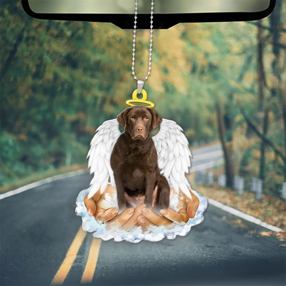 Labrador Retriever Chocolate In The Hands Of God Car Hanging Ornament