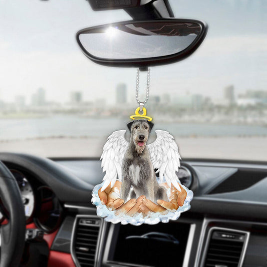 Irish wolfhound In The Hands Of God Car Hanging Ornament