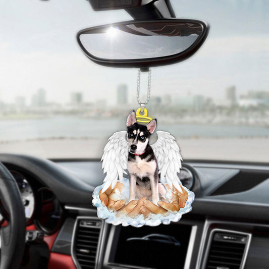 Husky In The Hands Of God Car Hanging Ornament